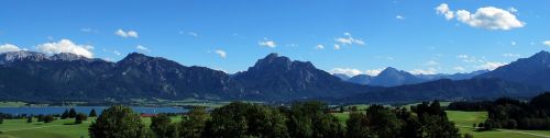 Panoramos Karališkasis Kampas, Ežeras Forggensee, Kūdikis, Allgäu Alpės, Ammergau