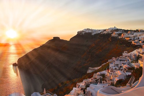 Panoraminis,  Kelionė,  Lauko,  Saulėlydžio,  Nė Vienas Asmuo,  Graikija,  Santorini