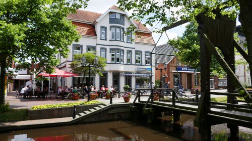Papenburgo Vokietija, Miestas, Pėsčiųjų Zona, Turizmas, Tiltas, Kanalas, Kanalas, Idiliškas