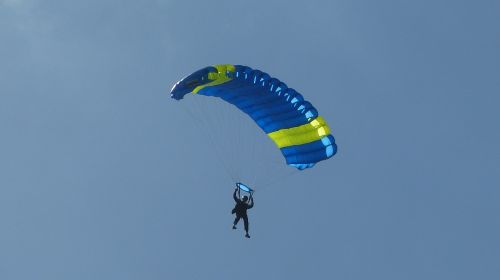 Parašiutas, Parašiutautojas, Dangus, Plūdė, Skristi, Mėlynas, Sklandytuvu