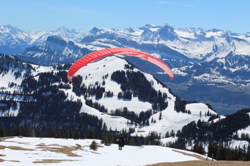 Paragleris, Žiemos Peizažas, Šveicarija