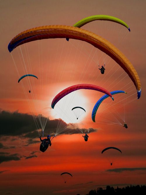 Paragleris,  Paragliding,  Skristi,  Saulė,  Saulėlydis,  Abendstimmung,  Nuotykių Ieškotojas,  Sportas,  Atgal Šviesa