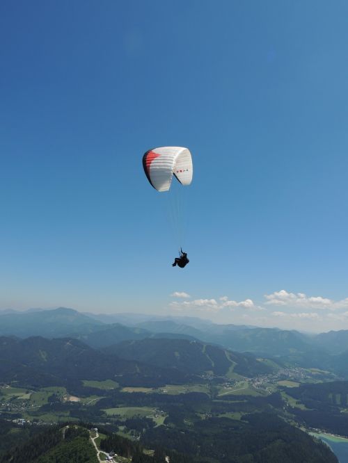 Paragliding, Kalnai, Skristi, Paragleris, Laisvė, Vasara, Austria, Svajonių Diena, Sportas