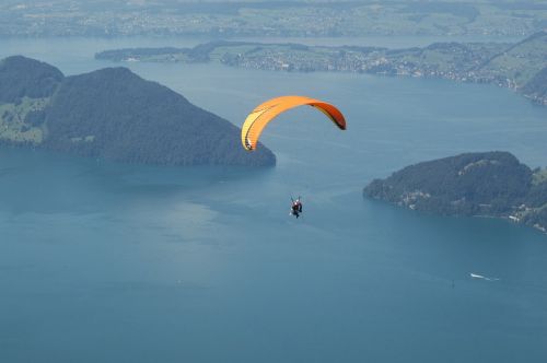 Paragliding, Sportas, Ežeras, Kraštovaizdis, Skristi, Ežero Lucerne Regionas, Šveicarija