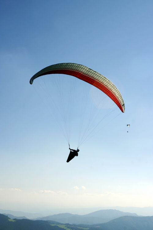Paragliding, Parašiutas, Dangus, Twilight, Vakare, Skrydis, Donovaly, Naujas Hoľa, Slovakija