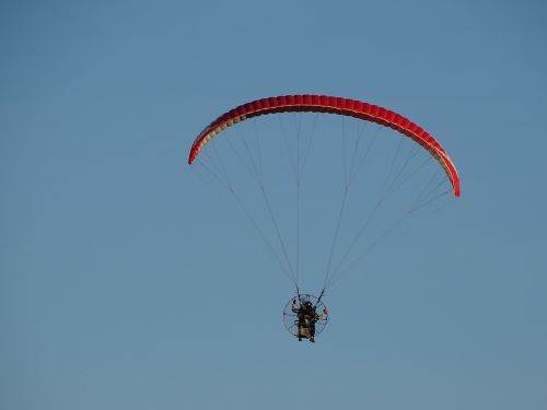 Paragliding, Mėlynas Dangus, Parašiutas, Dangus, Skristi, Mėlynas