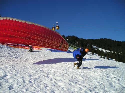 Paragliding, Pradėti, Lifto Fazė, Pakelti, Kilti, Žiema, Paragleris