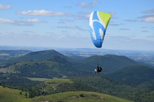 Paragliding, Auvergne, Ugnikalniai, Kalnas, Gamta, Kraštovaizdis