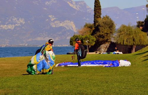 Paragliding, Atvykimas, Prato, Vaikščioti, Ežeras, Garda, Italy
