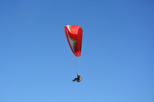 Paragliding,  Raudona Burė,  Mėlynas Dangus,  Saint Pasirodė Paplūdimys,  Skrydis,  Oras,  Dangus,  Be Honoraro Mokesčio
