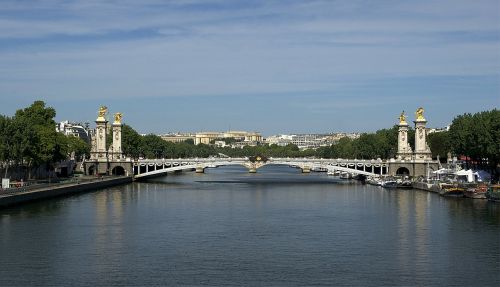 Paris, France, Tiltas, Pont Alexandre Iii, Miestas, Upė, Vanduo, Apmąstymai, Dangus, Debesys, Pastatai, Architektūra, Lauke