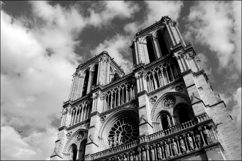 Paris, Notre-Dame, Katedra, Bažnyčia, France, Architektūra, Paminklas, Kapitalas, Juoda Ir Balta, Paveldas