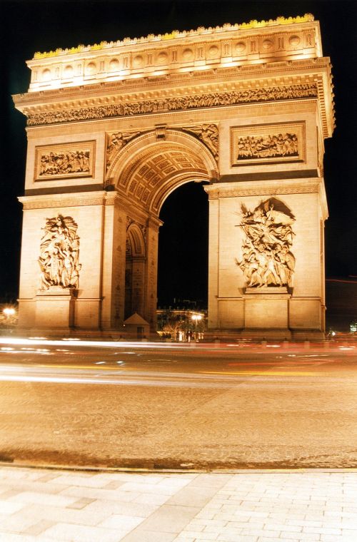 Paris, Triumfinė Arka, Naktis, France