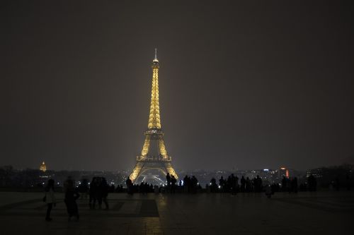 Paris, Naktis, Eifelio Bokštas, Šviesa, Žmonės, France, Bokštas, Architektūra, Geležis