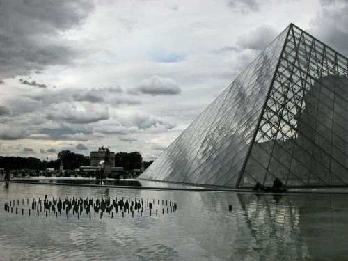 Paris, Lova, Piramidė, Architektūra, Atmosfera, France, Muziejus, Stiklo Piramidė, Stiklo Fasadas
