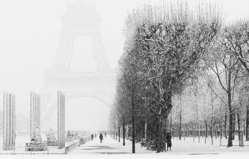 Paris, Sniegas, Eifelio Bokštas, Žiema, Šaltas, Šviesa, Gruodžio Mėn ., France
