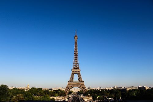 Paris, France, Eifelio Bokštas, Paminklas, Orientyras, Mėlynas Dangus, Architektūra, Miesto Panorama