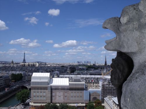 Paris, Notre Dame, Kraštovaizdis, Eifelio Bokštas, Dangus, Mėlynas, Miestas, France