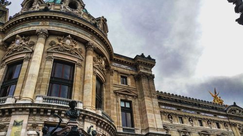 Paris, Architektūra, Senas Pastatas, Parisien, Turizmas, France, Auksinė Statula, Opera, Garnier