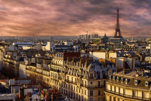Paris,  Eifelio Bokštas,  Naktis,  Miestas,  Vaizdas,  France,  Panoraminiai Vaizdai,  Pariso Stogai,  Be Honoraro Mokesčio