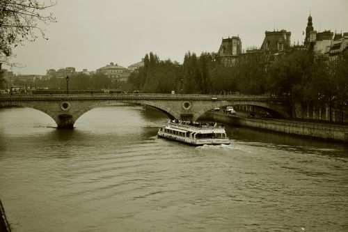 Paris, Tiltas, Architektūra, France, Paminklas, Seine, Promenada, Vintage, Grunge