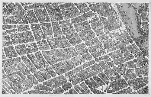 Paris, Miestas, Žemėlapis, Senas, Senovinis, Piešimas, Traukiamas, Turkot, 1739, Perspektyva