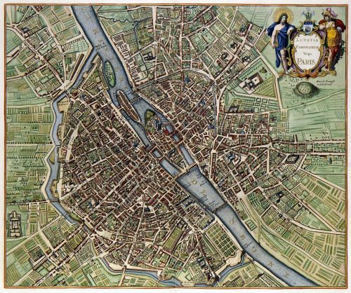 Paris, Žemėlapis, Miestas, Senas, 1657, Traukiamas, Piešimas