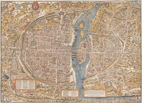 Paris, Miestas, Žemėlapis, 1550, Senas, Piešimas, Traukiamas