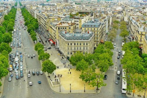 Paris,  France,  Miestas,  Kelias,  Gatvės Vaizdas,  Miesto Vaizdas,  Stogai,  Namai,  Pastatas,  Architektūra,  Lankytinos Vietos,  Eismas,  Kelių Transportas,  Automobiliai,  Alėja,  Medžiai,  Peržiūros Vaizdas,  Iš Viršaus,  Stebejimo Denis,  Aukštis,  Aukštas,  Apžvalga,  Viršuje