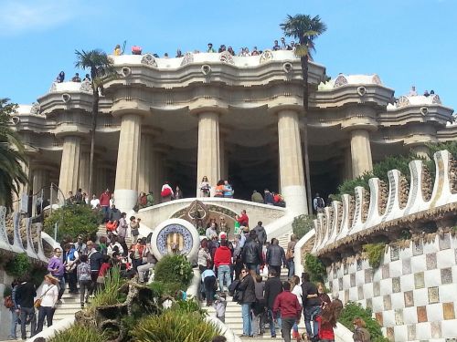 Park Guell, Barcelona, Ispanija, Šventė, Saulė, Gaudí