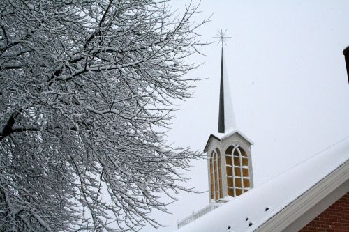 Parko Vaizdas Mennonitų Bažnyčia, Mennonitas, Bažnyčia, Bokštas, Žiema, Sniegas, Religija, Pastatas, Architektūra