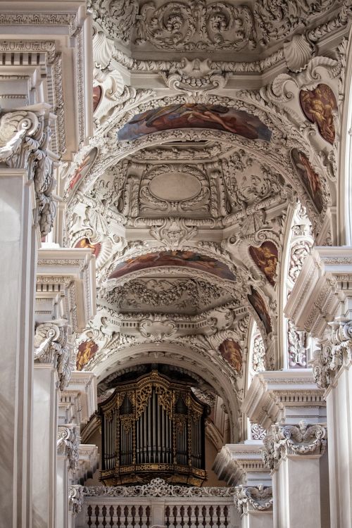 Passau, St Steano Katedra, Passauer Stephansdom, Organas, Auksinis, Freskos, Antklodė, Barokas, Organų Švilpukas, Dom