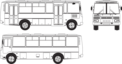 Keleivių Griovelis, Autobusas, Grotuvas 33025, Keleivis, Vektorius, Iliustratorius, Automatinis, Dizainas, Lasik, Geometrinis, Rusų Autobusas, Nemokama Vektorinė Grafika