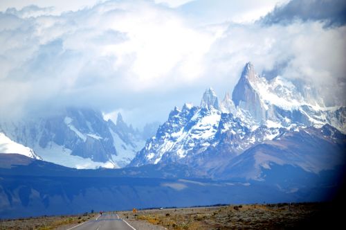 Patagonia, Smailės, Debesys, Ledas, Sniegas, Kraštovaizdis, Žiema, Kelias, Kalnai