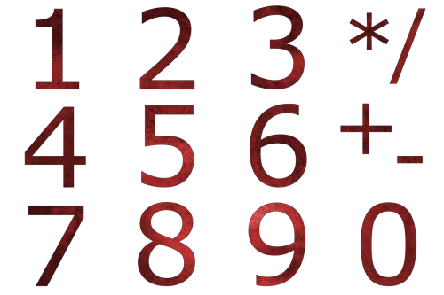 Sumokėti, Skaitmenys, Skaitmeninė Klaviatūra, 1, 2, 3, 4, 5, 6, 7, 8, 9, 0, Plius, Minusas, Laikas, Pagal, Vienas, Du, Trys, Keturi, Penki, Šeši, Septyni, Aštuoni, Devyni, Null, Šablonas, Modelis, Numeris, Matematika