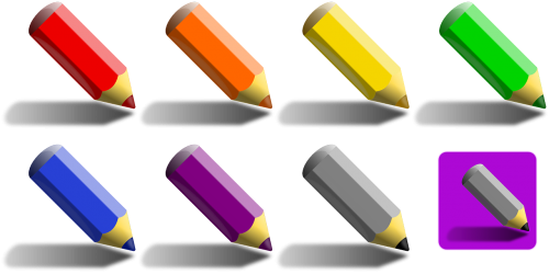 Pieštukas, Rašiklis, Dažymas, Atkreipti, Spalva, Raudona, Oranžinė, Geltona, Žalias, Mėlynas, Violetinė, Juoda, Nemokama Vektorinė Grafika