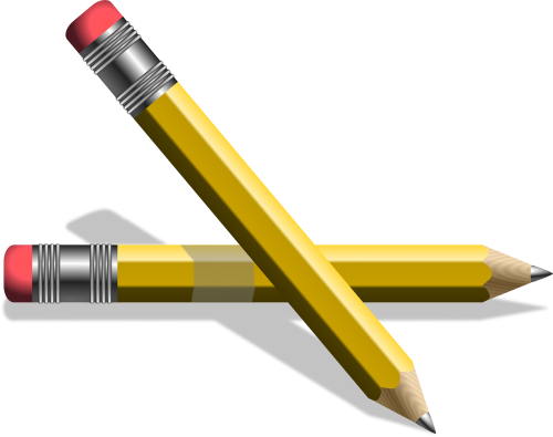Pieštukas, Rašiklis, Rašyti, Guma, Geltona, Aštrus, Nemokama Vektorinė Grafika
