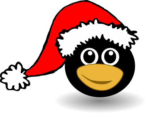 Pingvinas, Tux, Paukštis, Laimingas, Gyvūnas, Kalėdos, Kalėdų Senelis, Skrybėlę, Nemokama Vektorinė Grafika