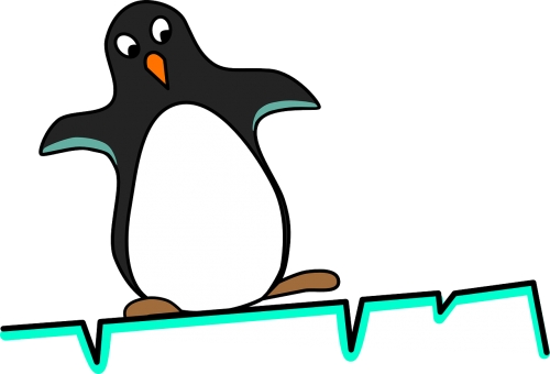 Pingvinas, Pusiausvyra, Baimė, Ledas, Ledkalnis, Šokinėti, Žingsnis, Netikrumas, Nestabilus, Balansavimas, Nemokama Vektorinė Grafika