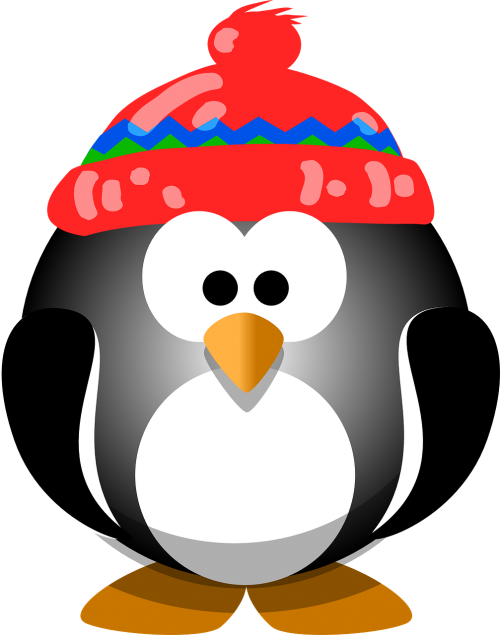 Pingvinas, Paukštis, Skrybėlę, Žiema, Mielas, Gyvūnas, Šaltas, Sniego Kepurė, Nemokama Vektorinė Grafika