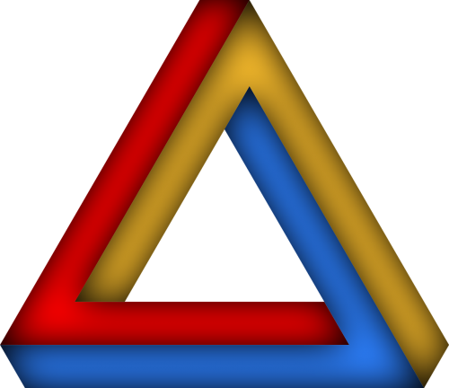 Penrozės Trikampis, Neįmanomas Trikampis, Optinis Apgaulingas, Logotipas, 3D Fantazija, Mirage, Simbolis, Crazy, Geometrija, Neįmanomas, Nemokama Vektorinė Grafika