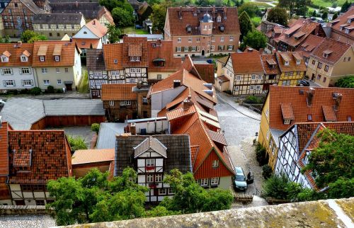 Perspektyva, Miestas, Stogai, Santūra, Architektūra, Pastatas, Struktūros, Vokietija, Derva, Šventė, Vaizdas, Quedlinburg