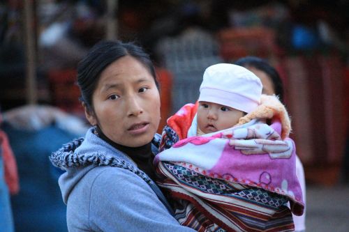 Peru, Moteris, Kūdikis, Peru, Andes, Cusco