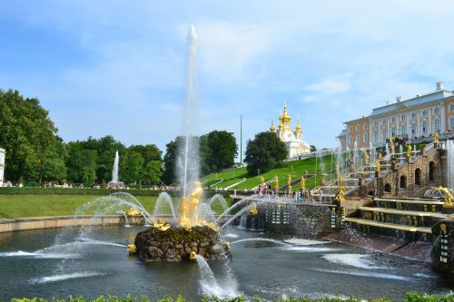 Peterhof, Rusija, Petrodvorets, Fontanas, Rūmai, Parkas, Samson Fontanas