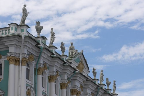 Petersburg,  Žiemos Rūmai,  Stogo,  Statula,  Architektūra,  Statyba,  Muziejus,  Sankt-Peterburg