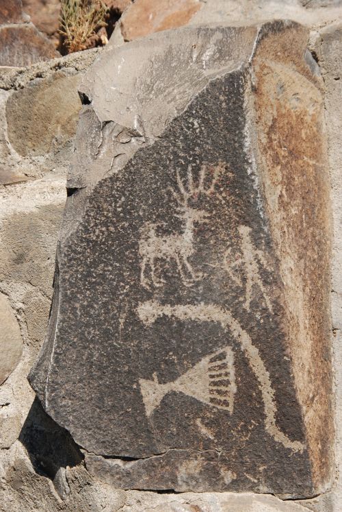 Petroglyfas, Vaizdas, Įbrėžimai, Nuleidimas, Indėnas, Figūra, Vašingtono Valstija, Šiaurės Amerika