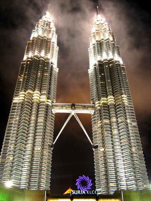 Petronos Bokštai, Bokštai Dvyniai, Malaizija, Kuala Lumpur, Aukštas, Aukštas, Dangoraižiai, Naktis