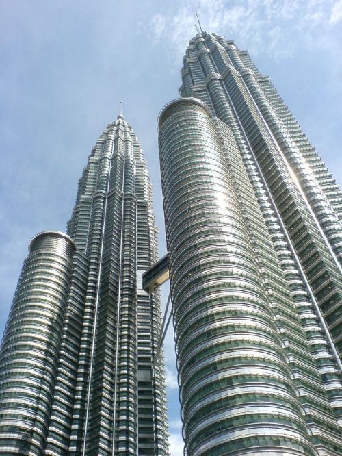 Petronas Dvynių Bokštai, Dangoraižiai, Architektūra, Eksterjeras, Pastatai, Orientyras, Miesto, Malaizija, Kuala Lumpur, Klcc