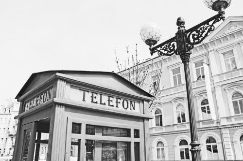 Telefonas, Telefono Budele, Žibintas, Senas, Juoda Ir Balta, Spa, Karlovy Variuosi