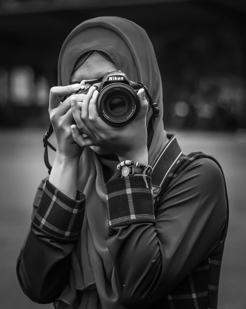 Fotografas, Portretas, Hijab, Juoda Ir Balta, Nikon